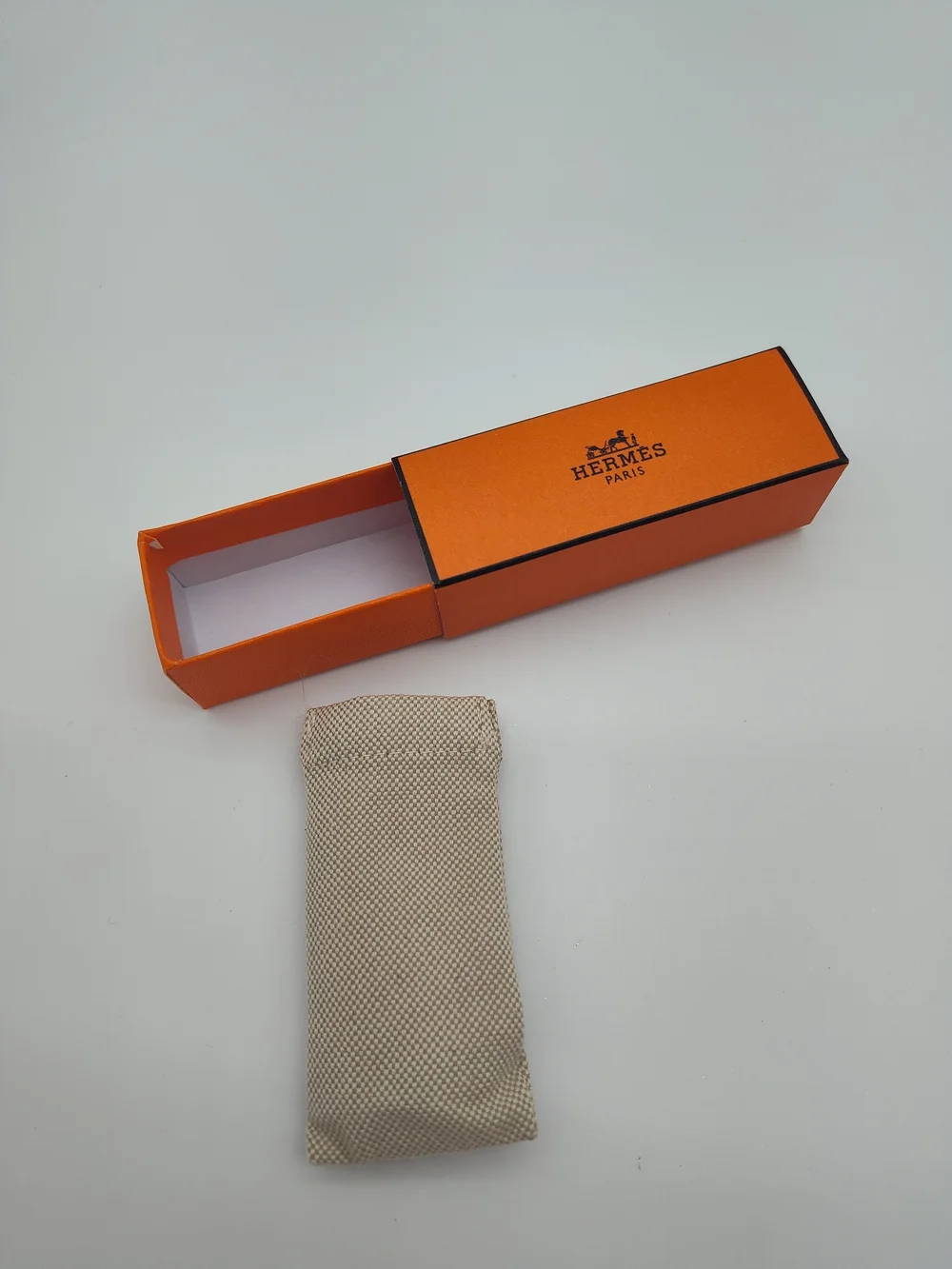 HERMÈS Orange Lipstick Gift Box & Canvas Dust Sleeve Set Empty Packaging EUC